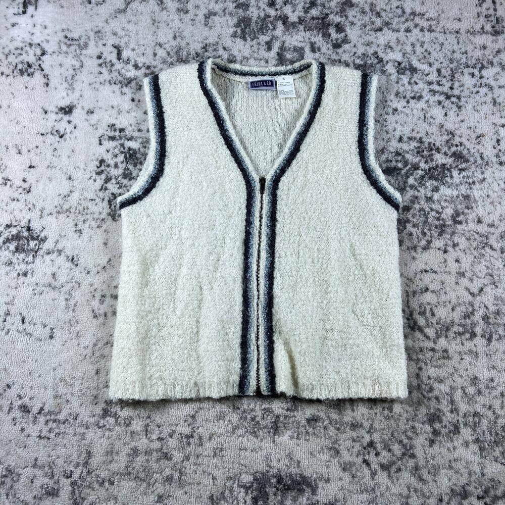 Vintage Erika & Co Fleece Zip Up Wool Vest Womans XL 90s